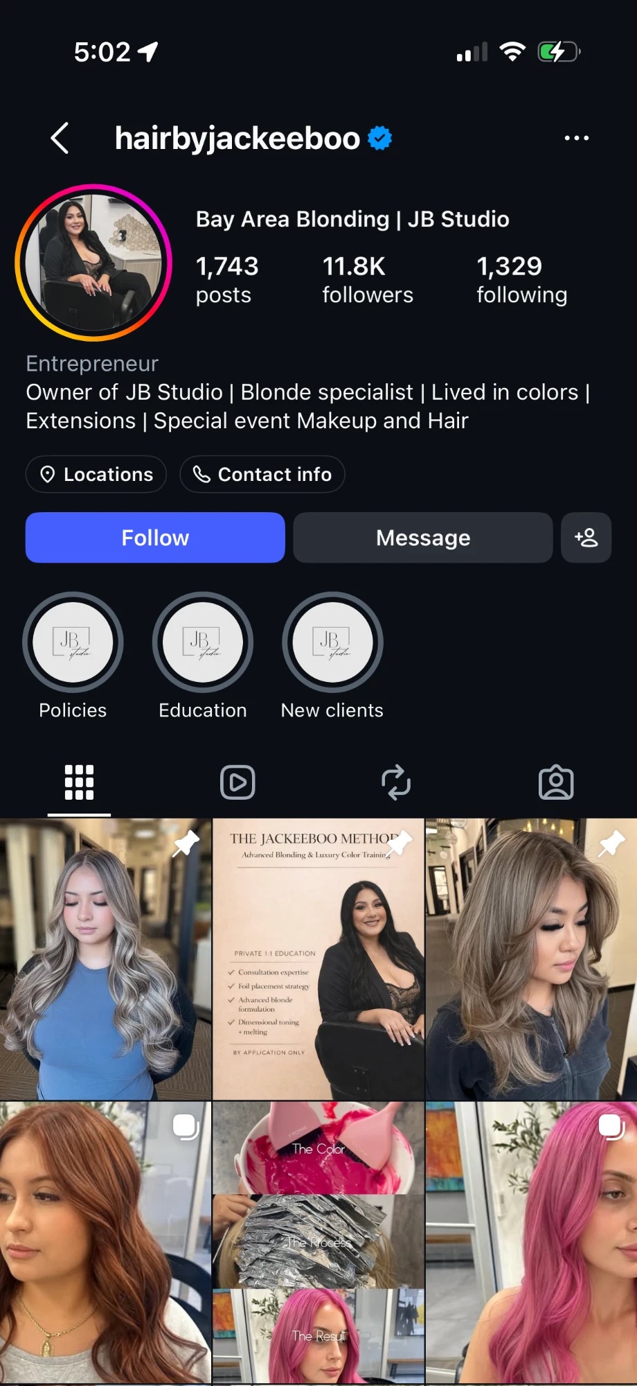 jackee's instagram profile after 90 days: 11.8K followers, 1,743 posts, a cohesive feed